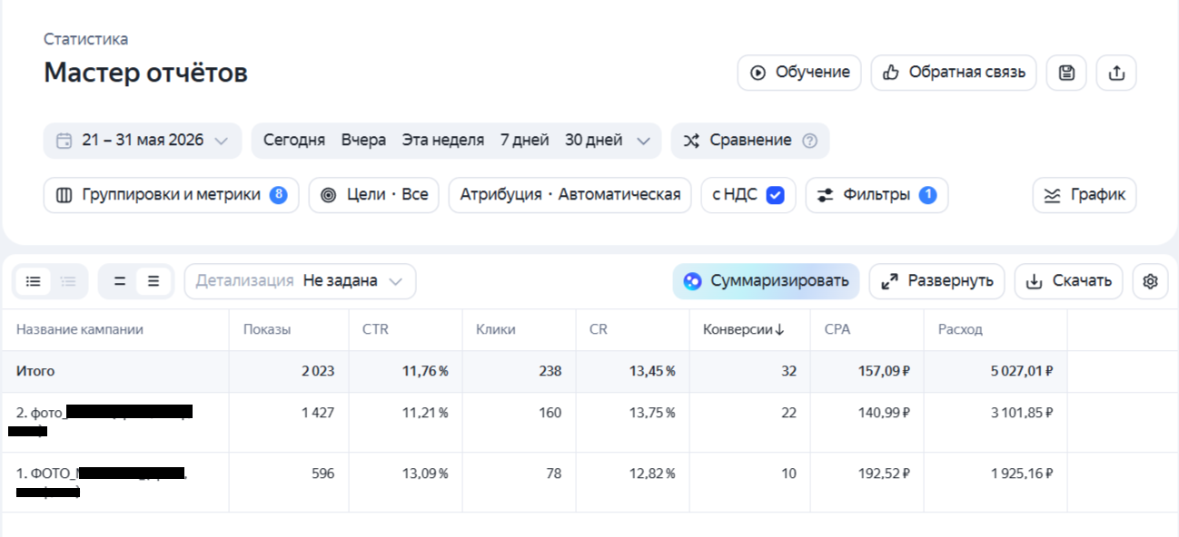 Скриншот статистики